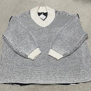 Free People Black and White V-Neck Sweater